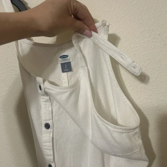 Old Navy White Linen Blend Button Front Sleeveless Midi Dress with Pockets - Picture 6 of 8